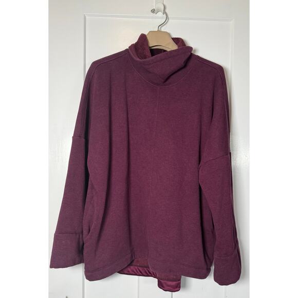 Athleta Burgundy Sweatshirt Cowl‎ Neck Thick Oversized XL - Picture 1 of 10
